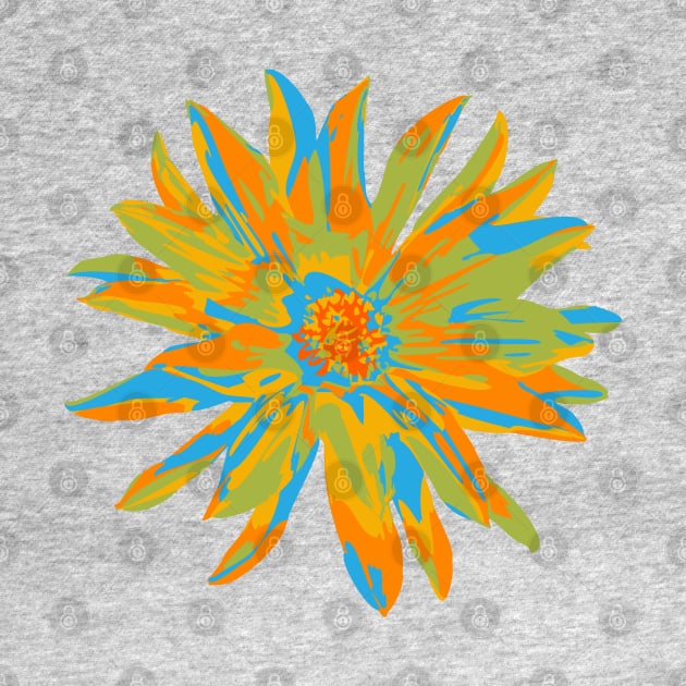 DAHLIA BURSTS Abstract Blooming Floral Summer Bright Flowers - Orange Yellow Lime Green Blue on Coral Red - UnBlink Studio by Jackie Tahara by UnBlink Studio by Jackie Tahara